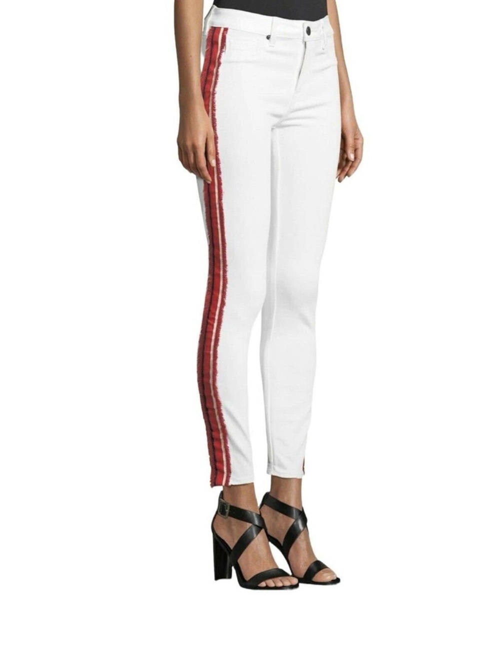 Parker Smith White Denim Skinny Jeans with Red Side Stripe NWT Size 30
